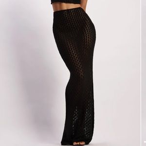 MESHKI Black Crotchet Maxi Skirt